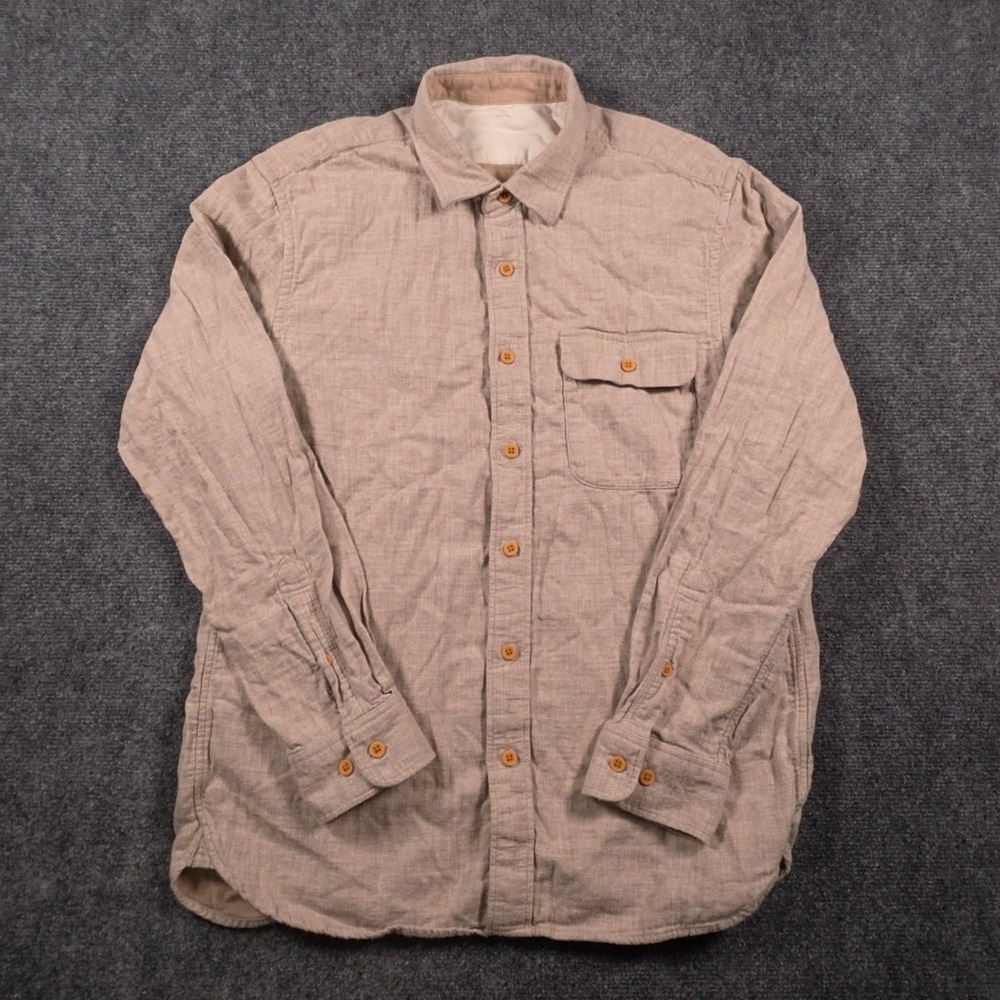 Muji Flannel Shirt Mens S Tan Yak Hair Blend Long Sleeve Chest Pocket